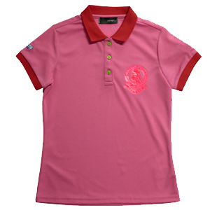 여성 에나멜 마크 피케 티셔츠(Red-Pink)